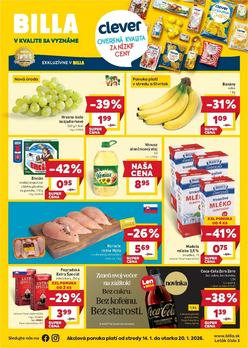 Page 1 of Aktuálny billa leták platný od stredy 14.01 do 20.01