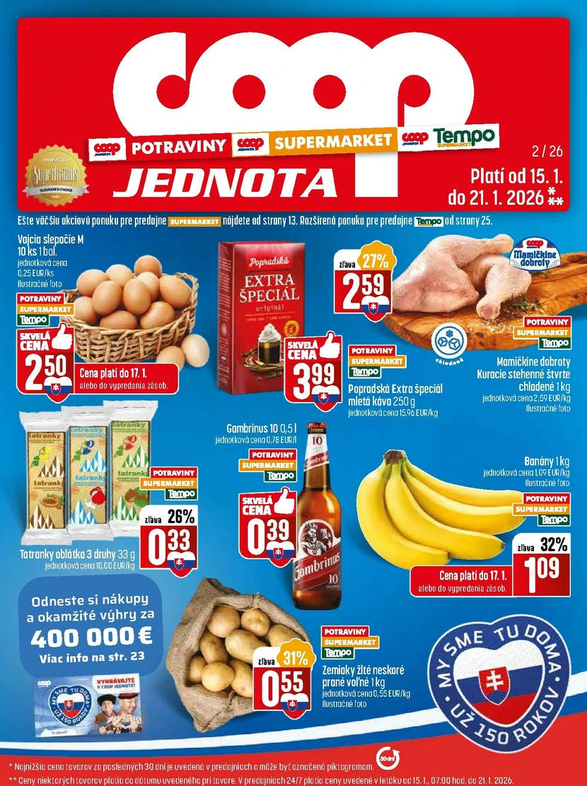 Page 1 of Aktuálny coop-jednota leták platný od štvrtka 15.01 do 21.01