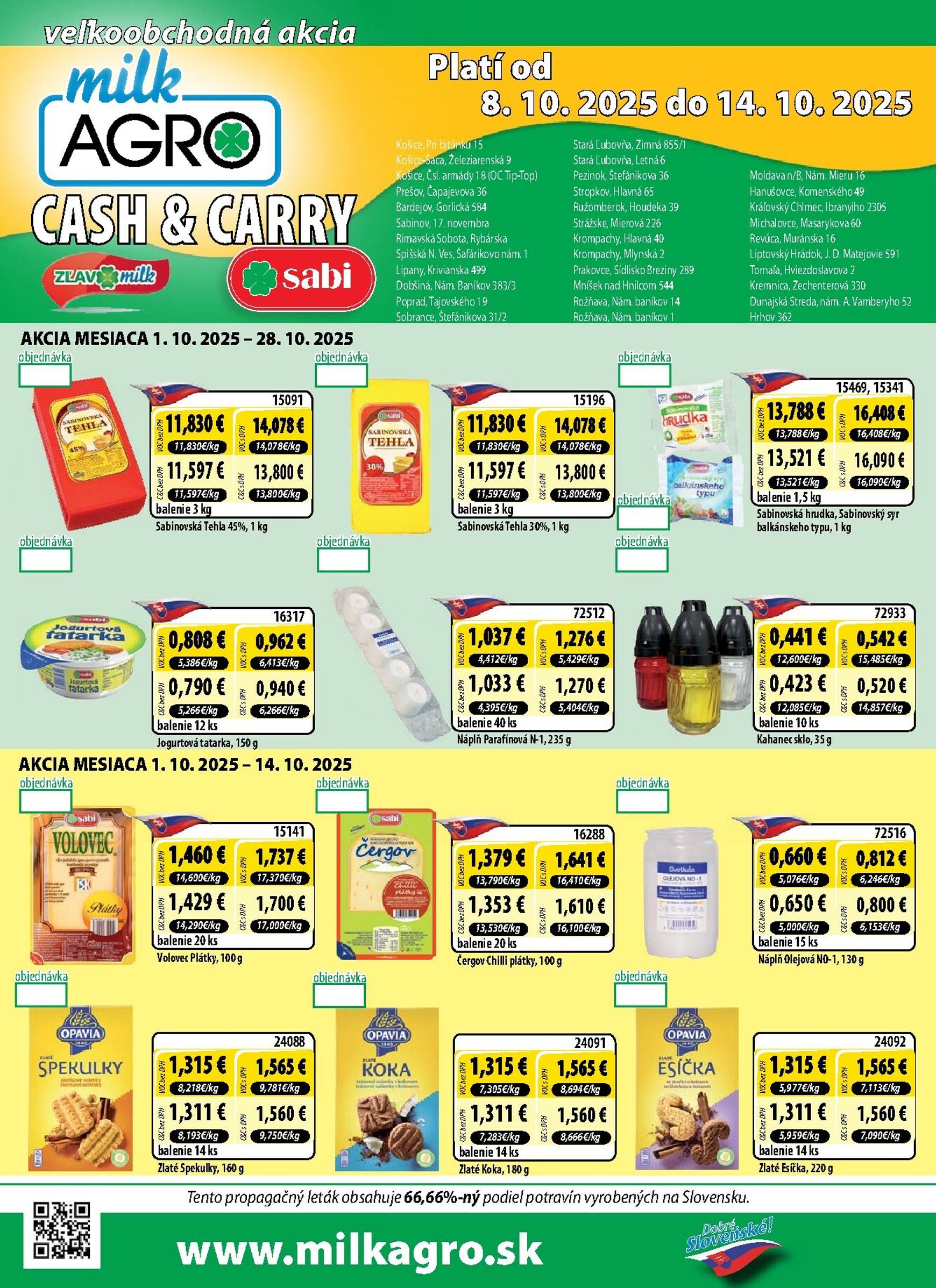 Page 1 of Aktuálny milk-agro leták platný od stredy 08.10 do 14.10