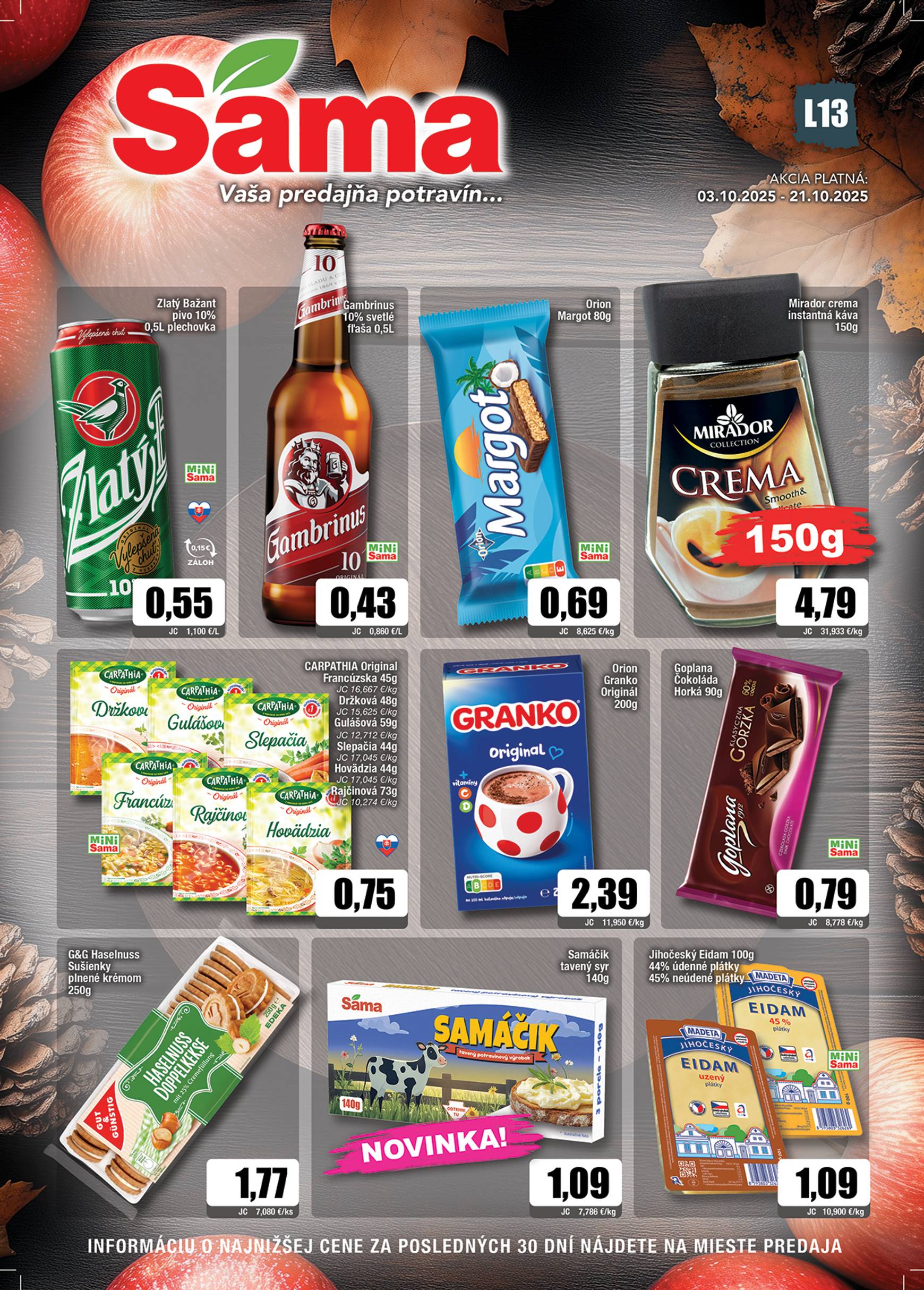 Page 1 of Aktuálny sama leták platný od piatka 03.10 do 21.10