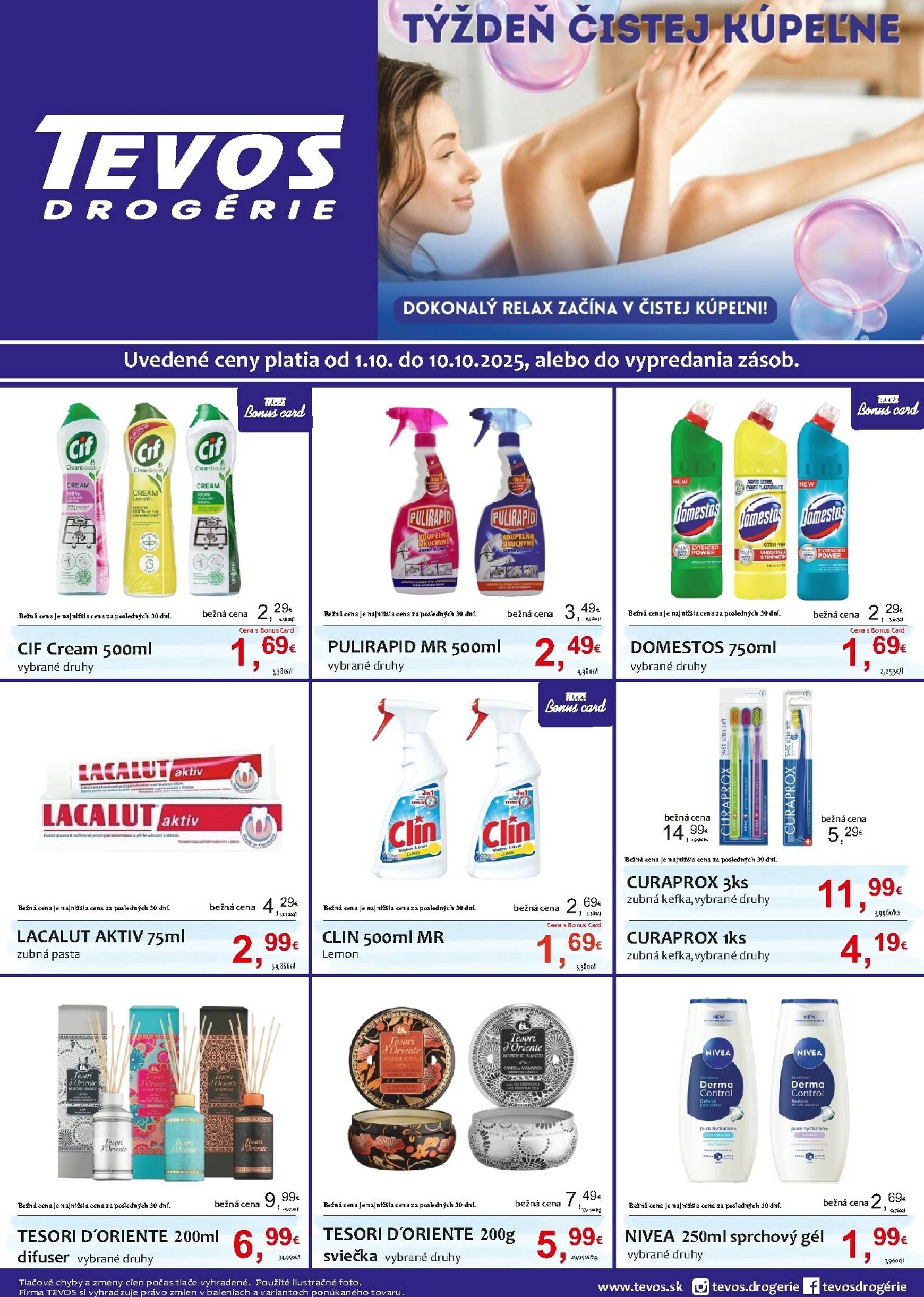 Page 1 of Aktuálny tevos-drogerie leták platný od stredy 01.10 do 10.10