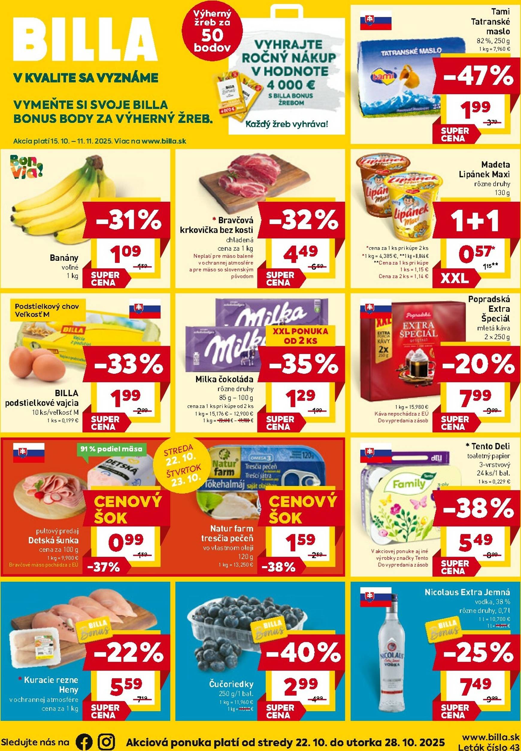 Page 1 of Aktuálny billa leták platný od stredy 22.10 do 28.10