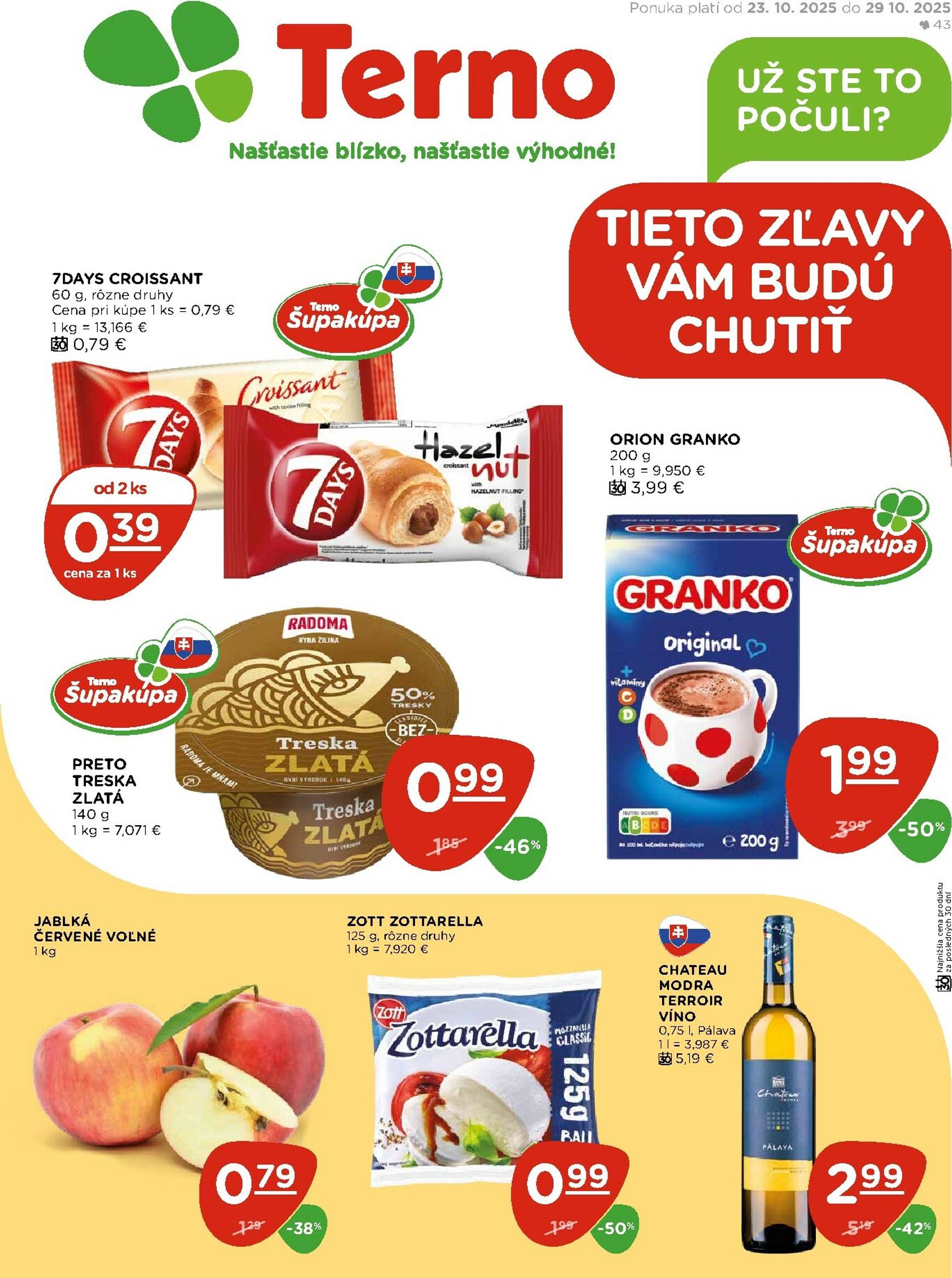 Page 1 of Aktuálny terno leták platný od štvrtka 23.10 do 29.10