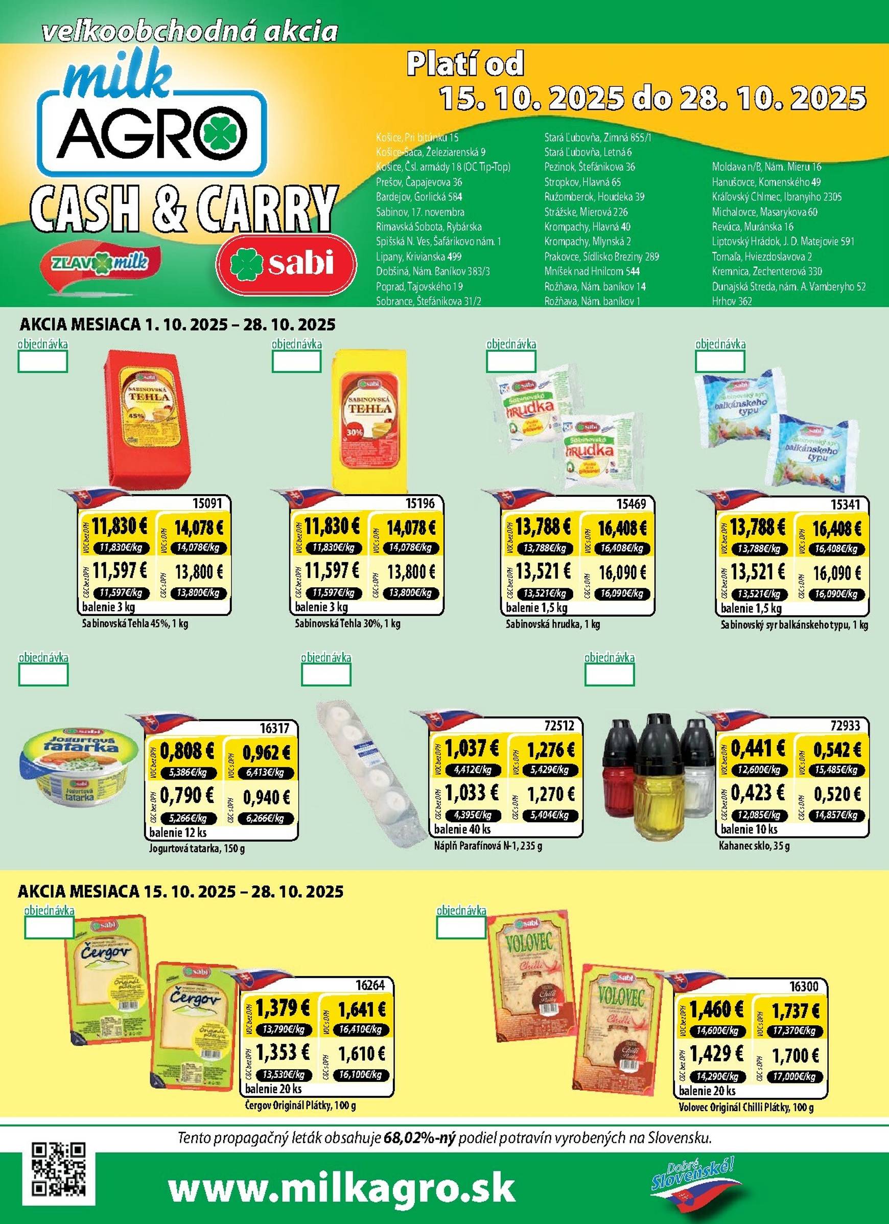 Page 1 of Aktuálny milk-agro leták platný od stredy 15.10 do 28.10