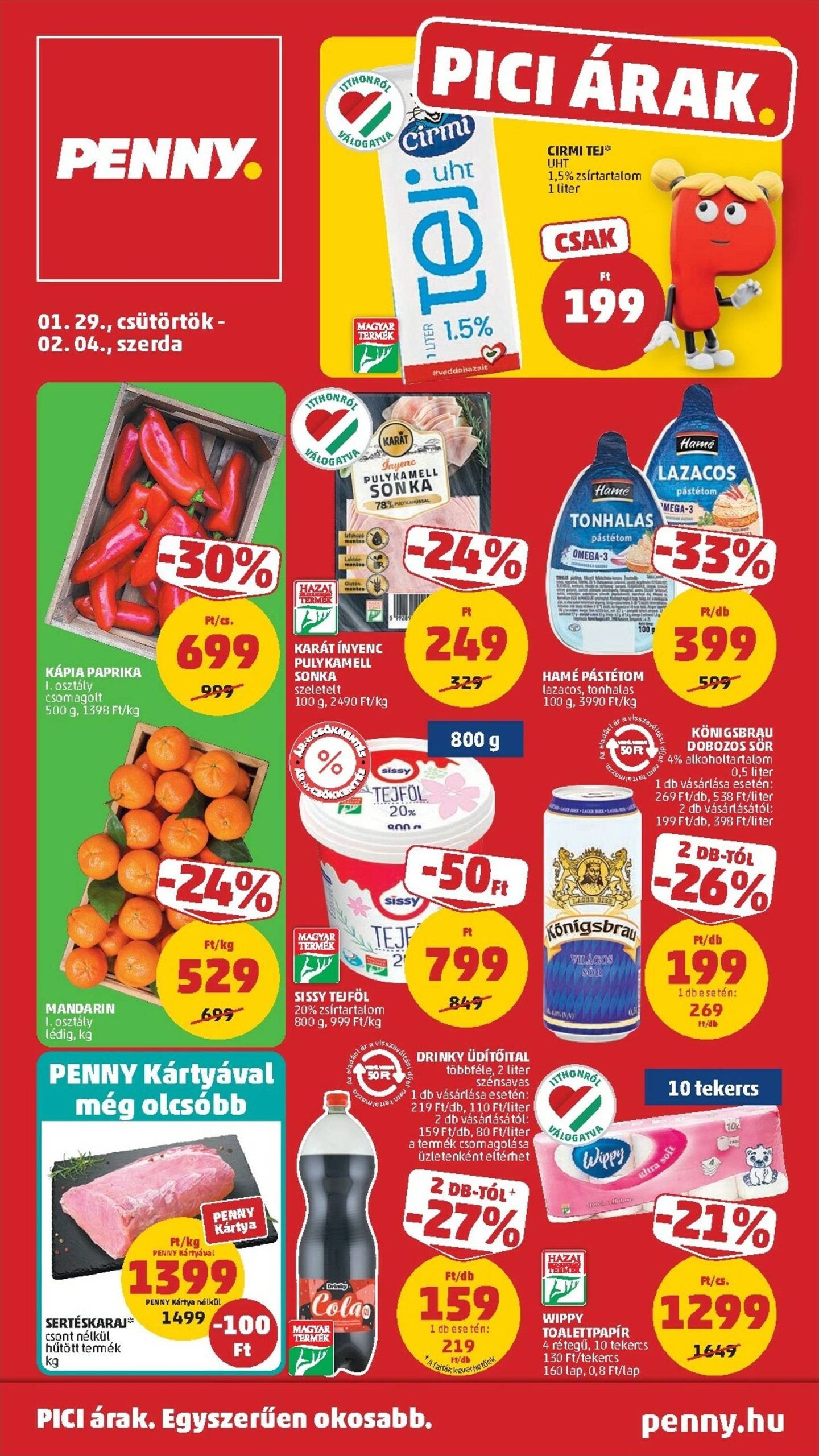 Page 1 of Aktuálny penny-madarsko leták platný od štvrtka 29.01 do 04.02