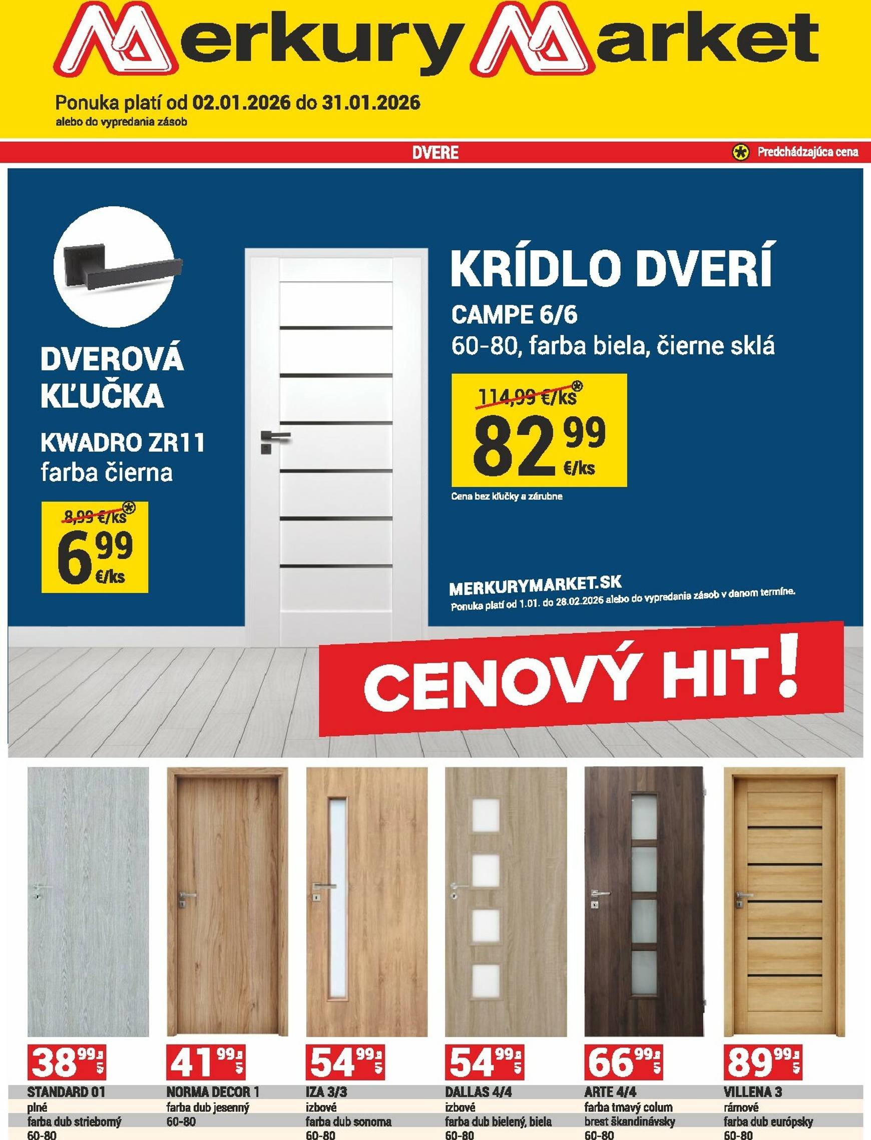 Page 1 of Aktuálny merkury-market leták platný od piatka 02.01 do 31.01