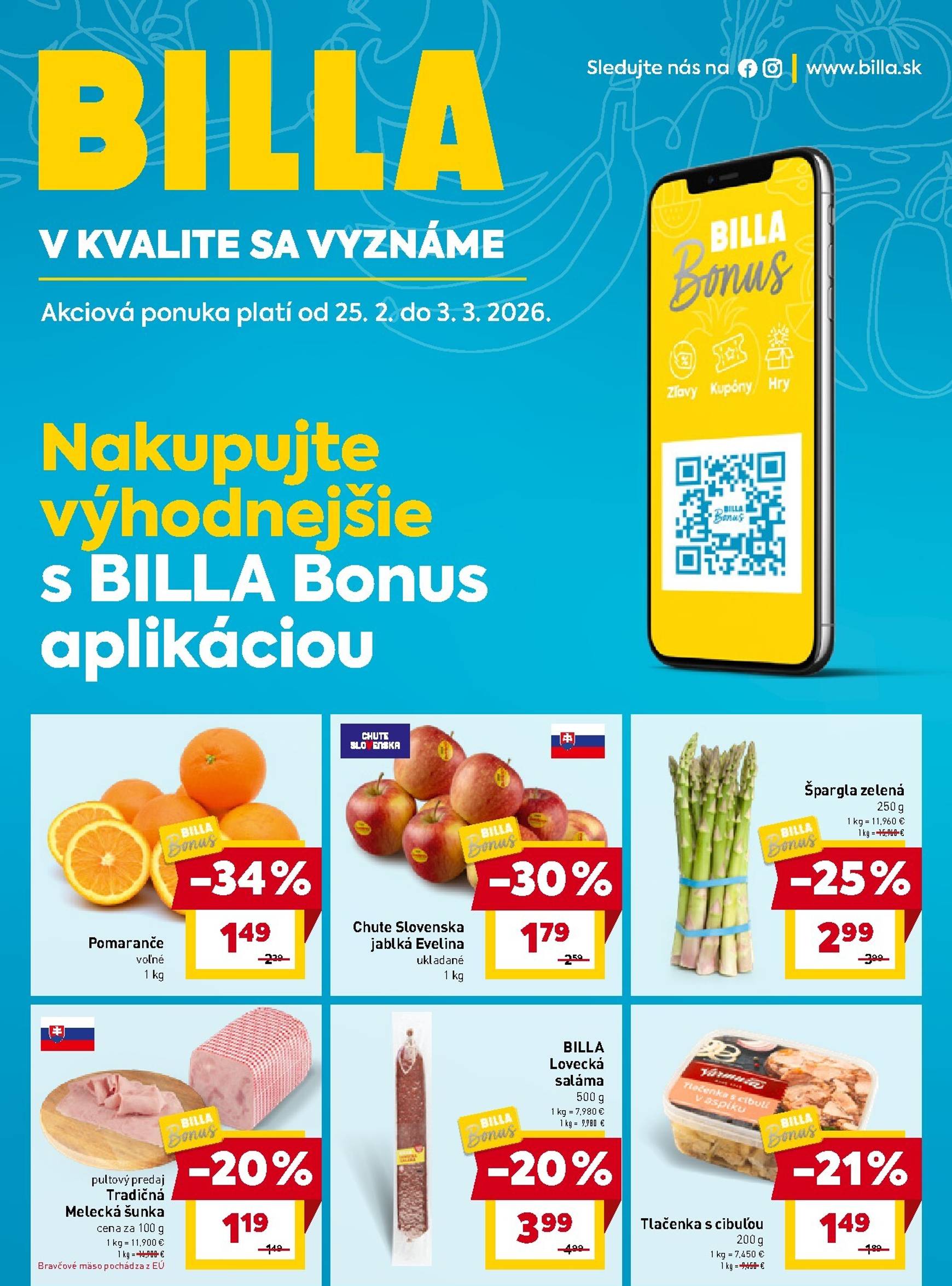 Page 1 of Aktuálny billa leták platný od stredy 25.02 do 03.03