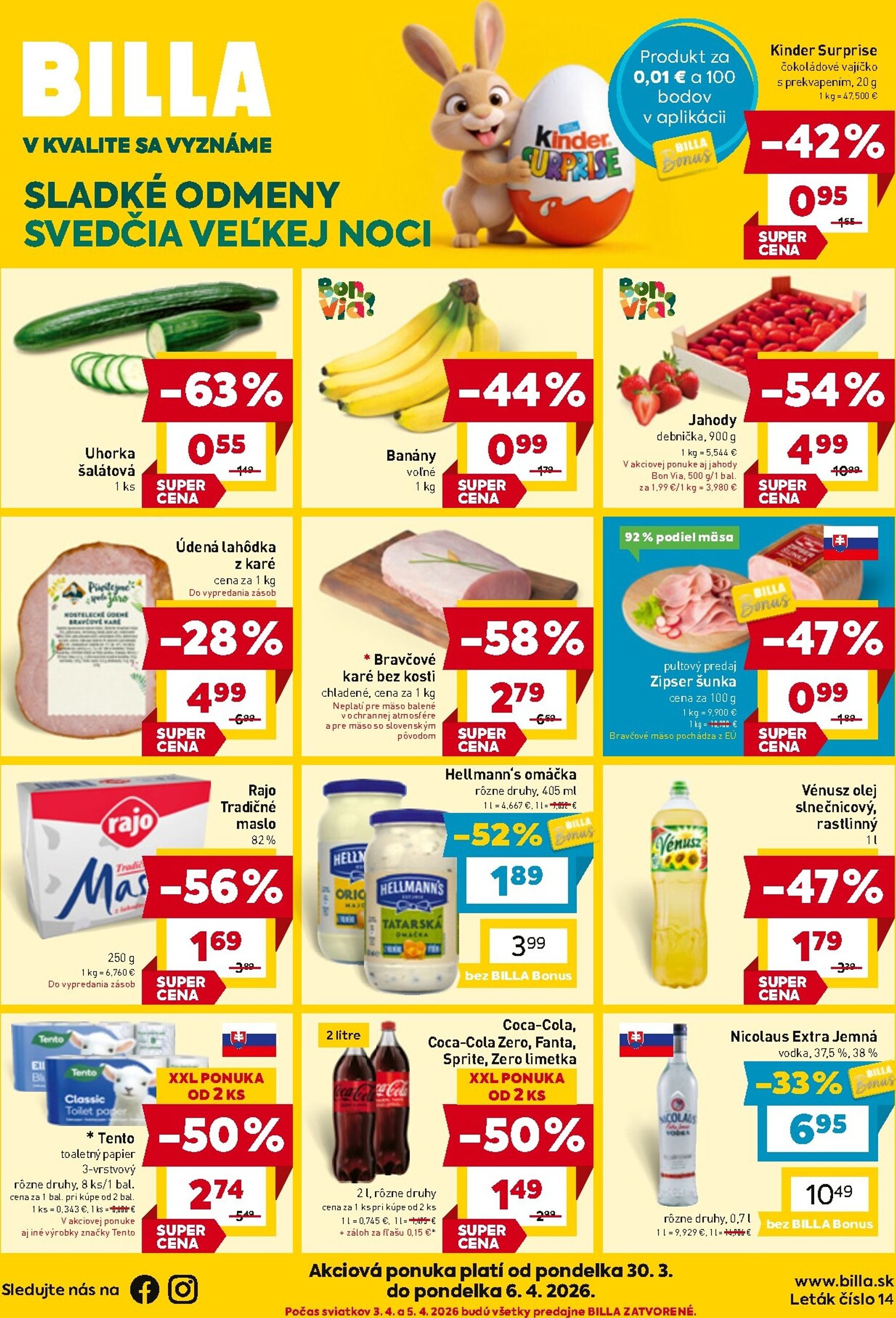 Page 1 of Aktuálny billa leták platný od pondelka 30.03 do 06.04